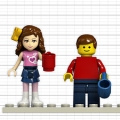 2 Lego minifigs, one a girl from 'friends' one a boy from regular set.