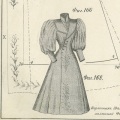 Ink sketch of Victorian lady's coat, Russian text.
